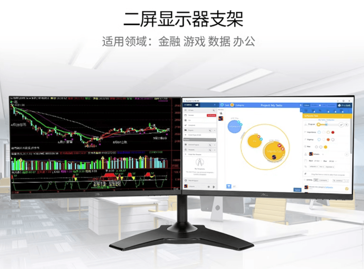 股票交易平台中的多屏显示器支架的作用